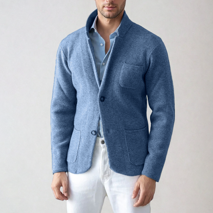 Luke Blazer Knit Uomo Slim Fit – Giacca in Maglia Elegante con Chiusura a Due Bottoni