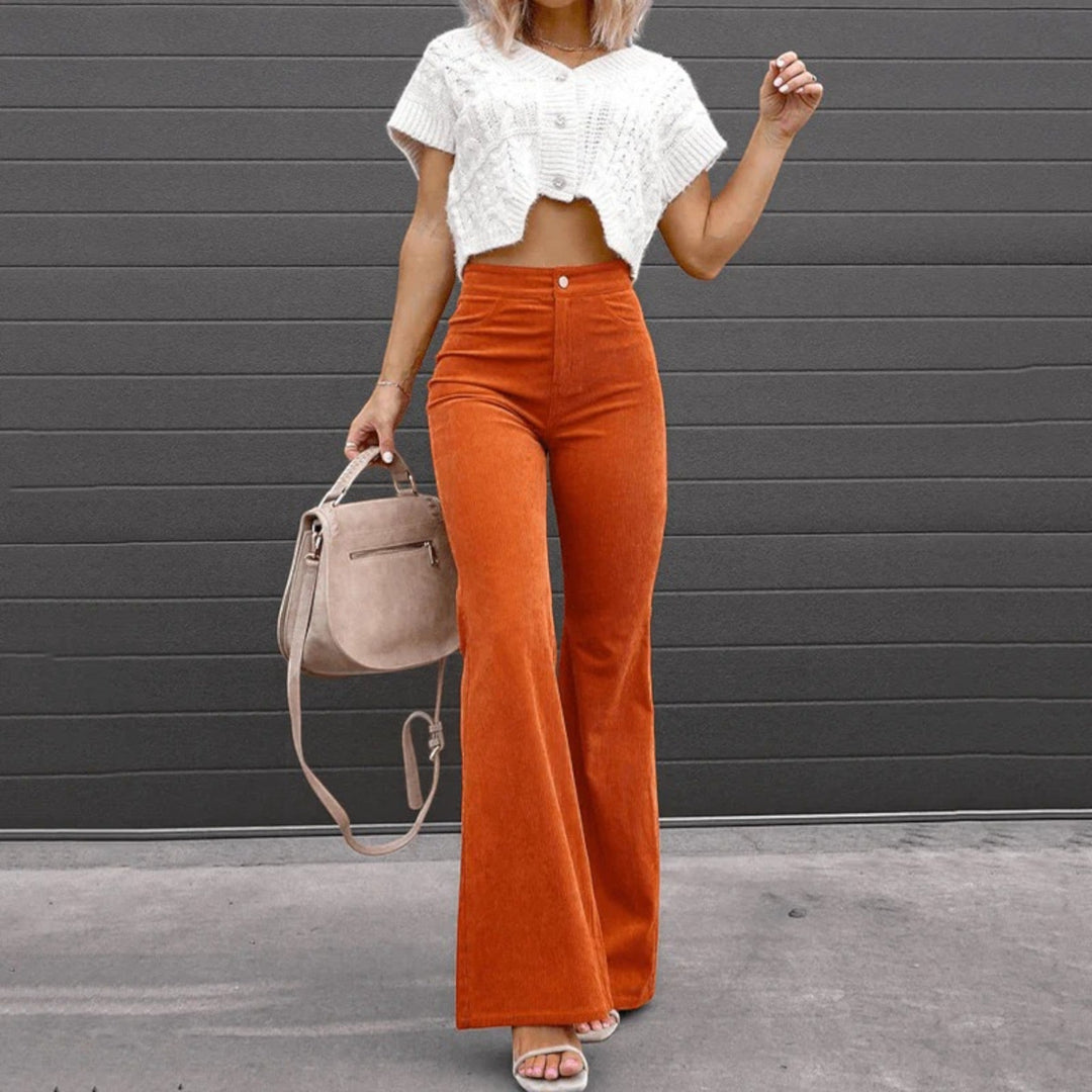 Anna | High-Waisted Flared Corduroy Pants for Women