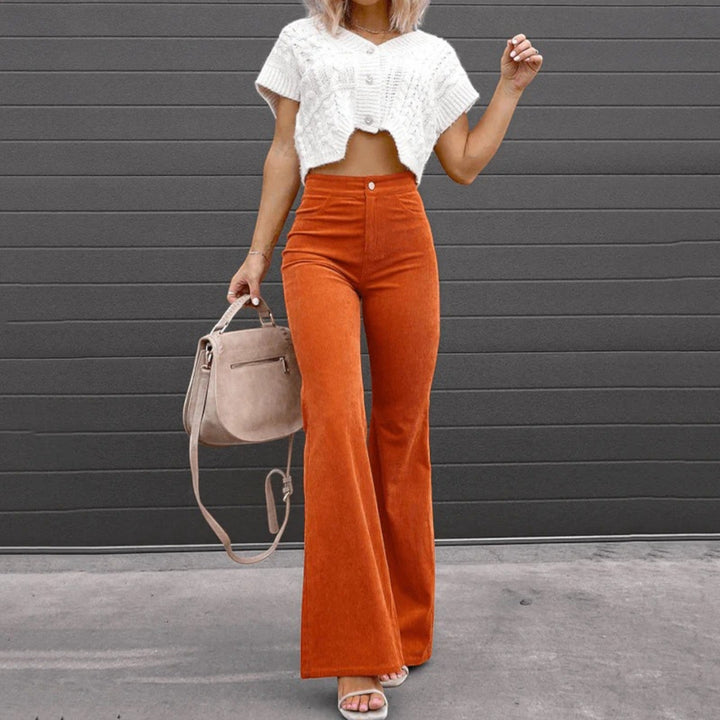 Anna | High-Waisted Flared Corduroy Pants for Women