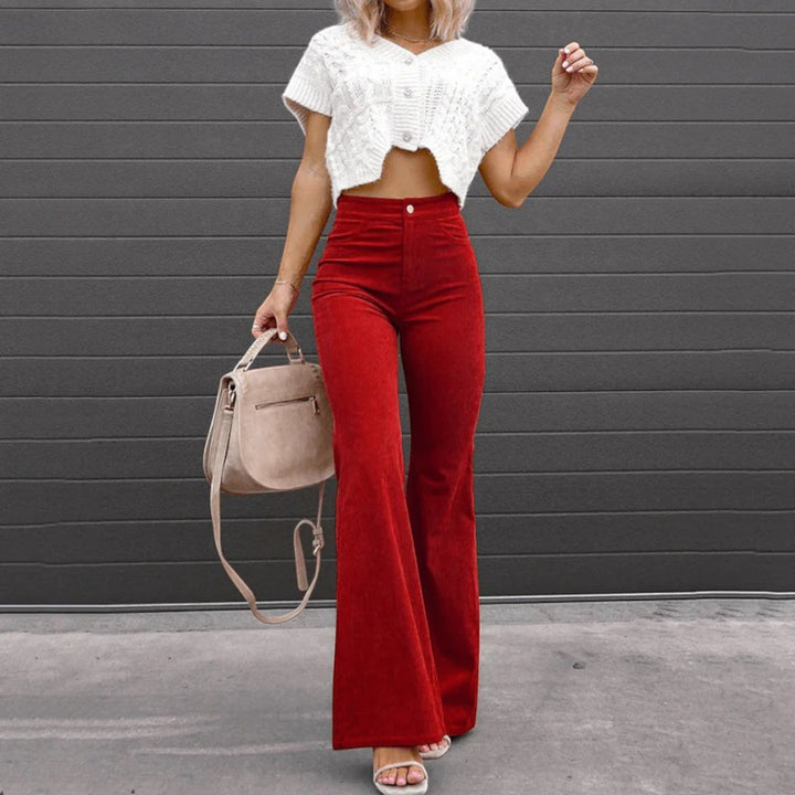 Anna | High-Waisted Flared Corduroy Pants for Women