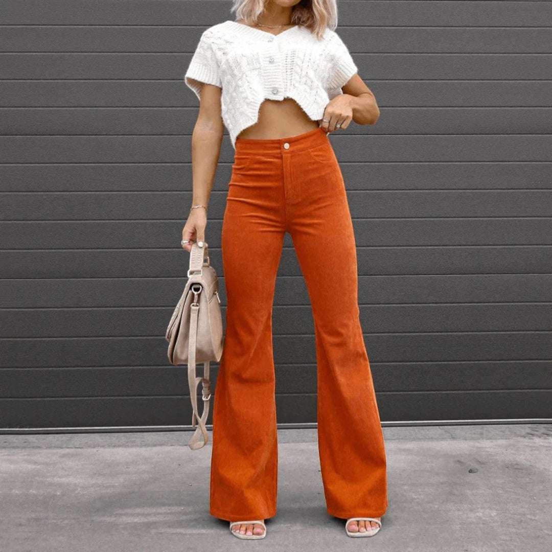 Anna | High-Waisted Flared Corduroy Pants for Women