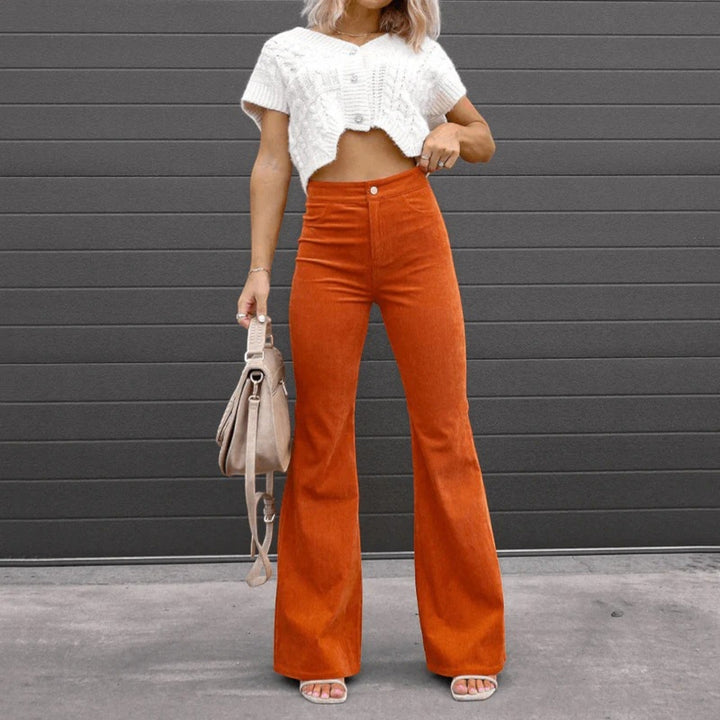 Anna | High-Waisted Flared Corduroy Pants for Women