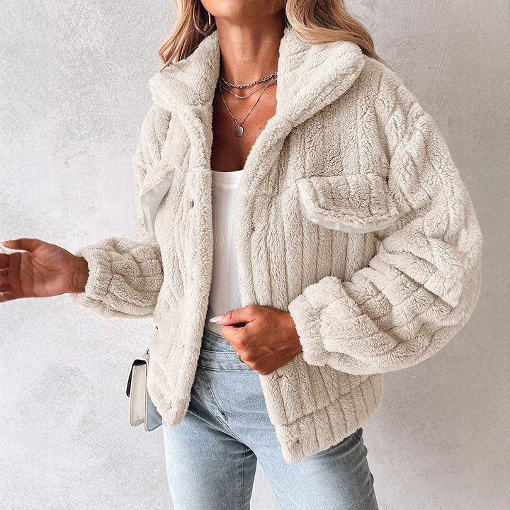 Bianca Giacca Teddy Donna – Jacket Morbido e Caldo con Design Casual Trendy