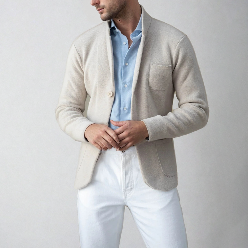 Luke Blazer Knit Uomo Slim Fit – Giacca in Maglia Elegante con Chiusura a Due Bottoni
