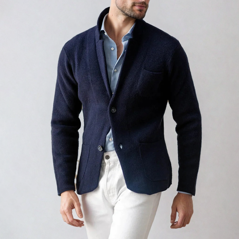 Luke Blazer Knit Uomo Slim Fit – Giacca in Maglia Elegante con Chiusura a Due Bottoni