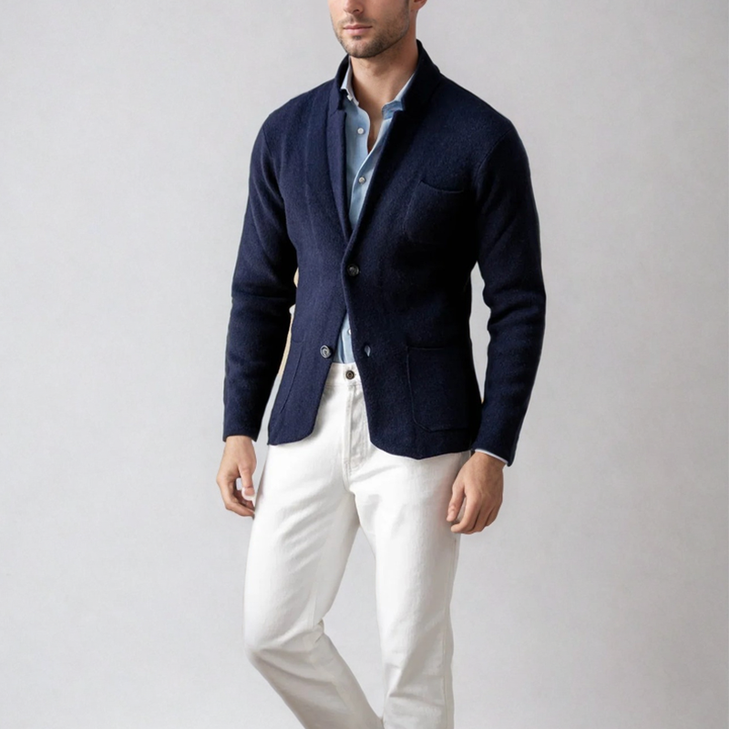 Luke Blazer Knit Uomo Slim Fit – Giacca in Maglia Elegante con Chiusura a Due Bottoni