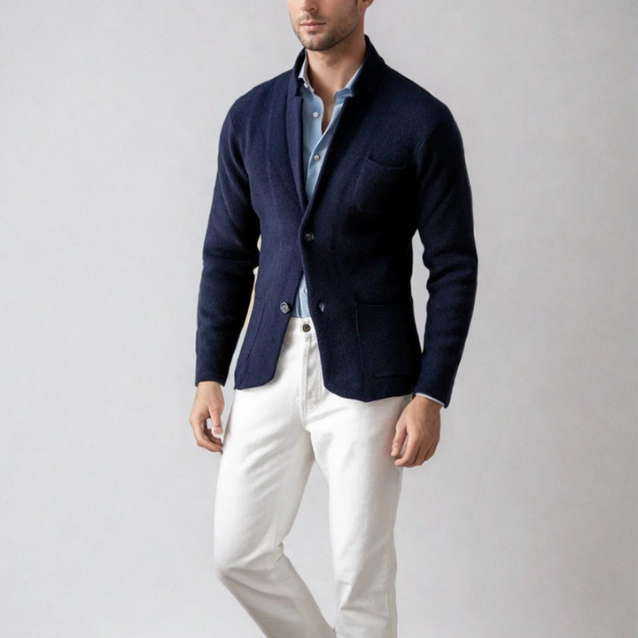 Luke Blazer Knit Uomo Slim Fit – Giacca in Maglia Elegante con Chiusura a Due Bottoni