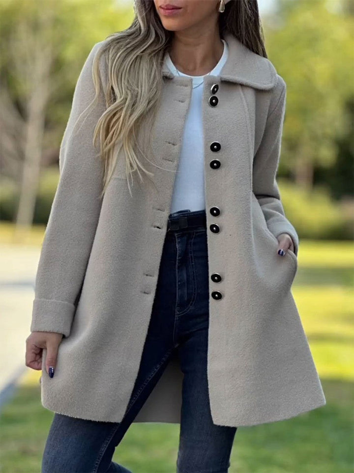 Harper Cappotto Donna Elegante – Giacca Classica in Misto Lana con Chiusura a Bottoni