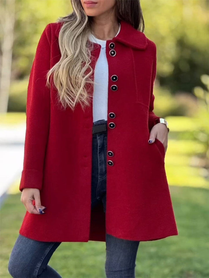 Harper Cappotto Donna Elegante – Giacca Classica in Misto Lana con Chiusura a Bottoni