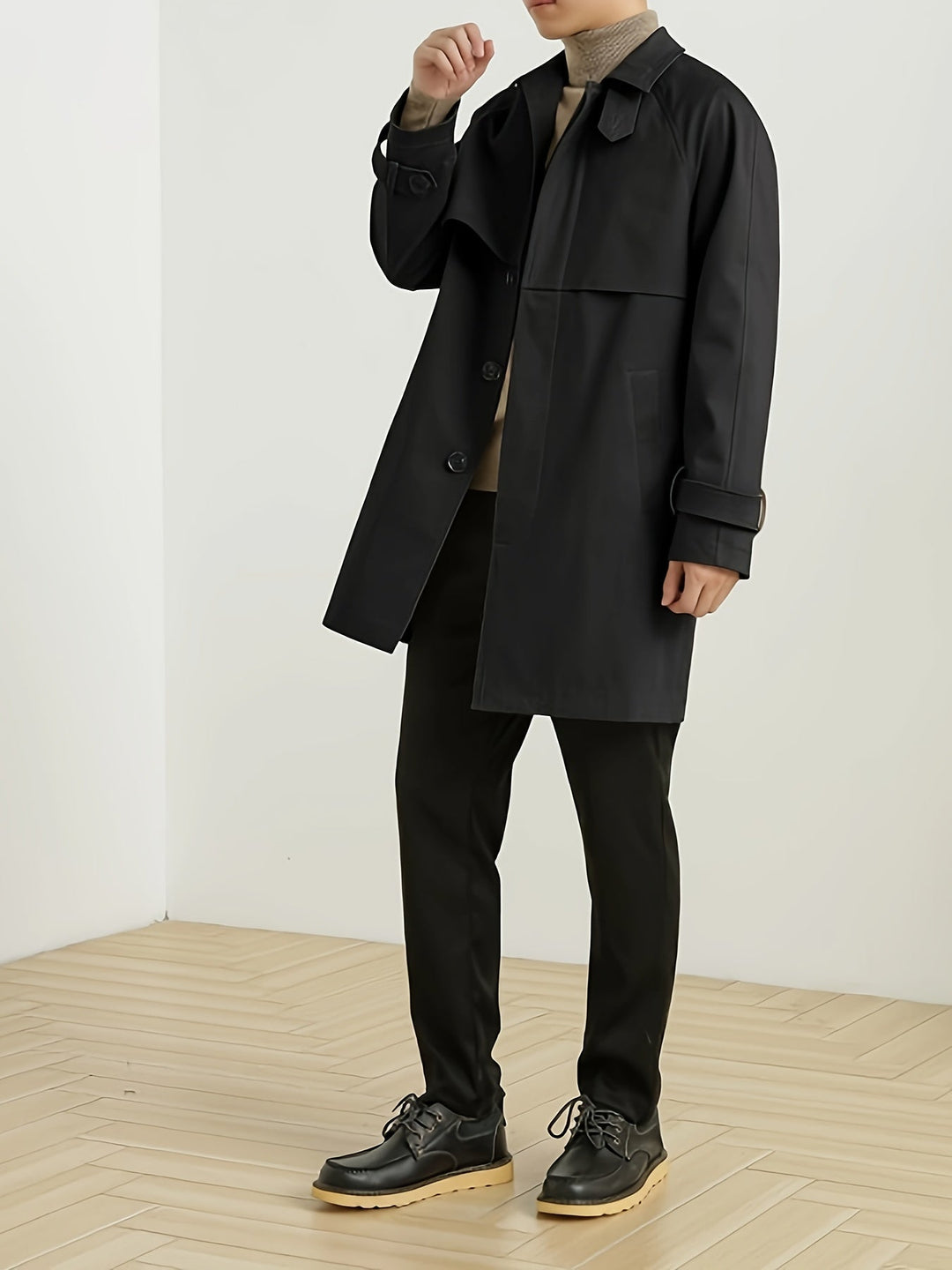 Henry Trench Coat Uomo Classico – Cappotto Elegante Lungo Regular Fit in Cotone Mix