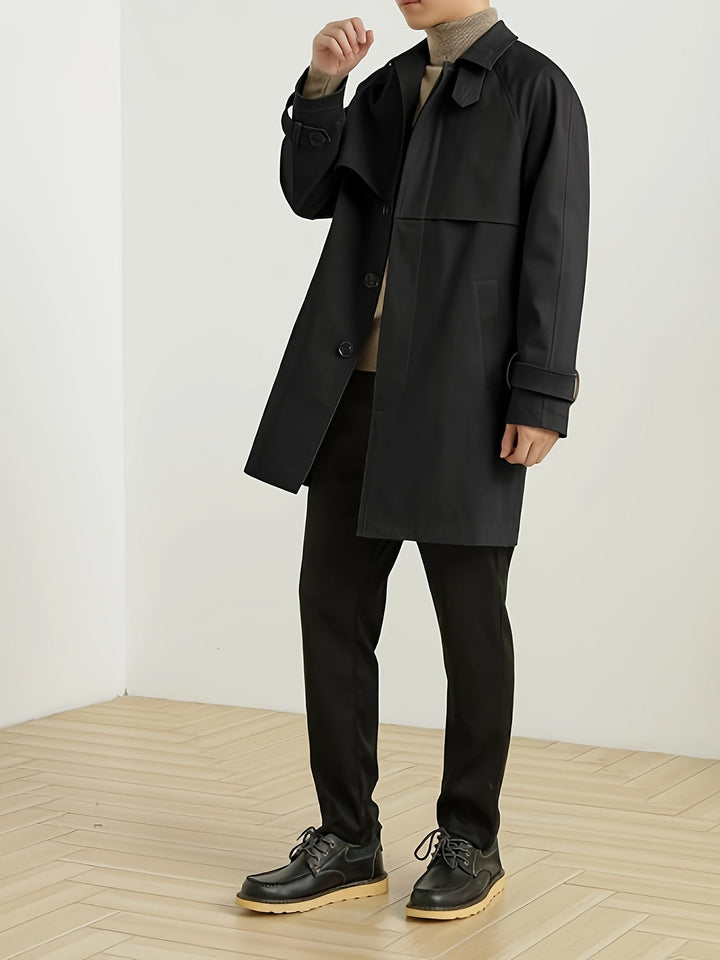 Henry Trench Coat Uomo Classico – Cappotto Elegante Lungo Regular Fit in Cotone Mix