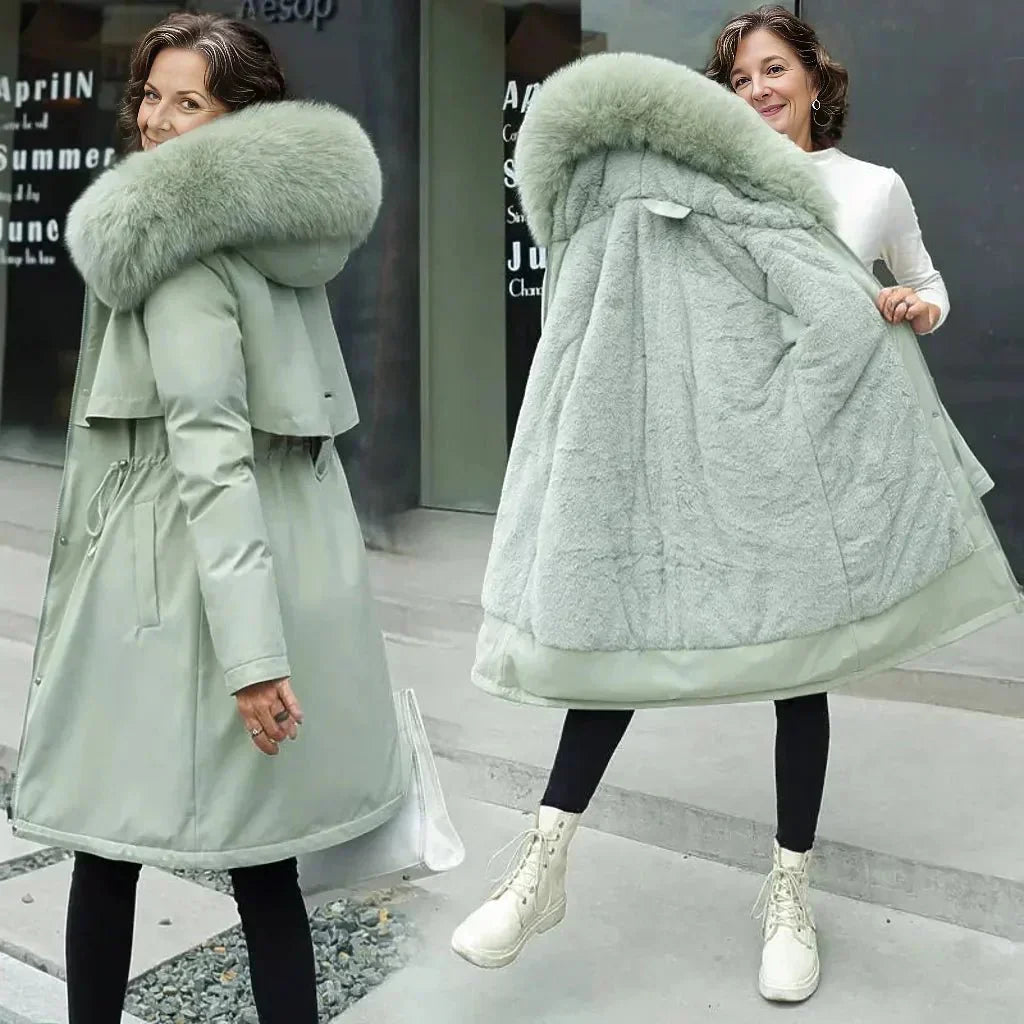Lesly Parka Invernale Donna – Giacca Elegante con Collo in Eco Pelliccia e Fodera Calda