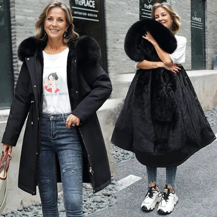 Lesly Parka Invernale Donna – Giacca Elegante con Collo in Eco Pelliccia e Fodera Calda
