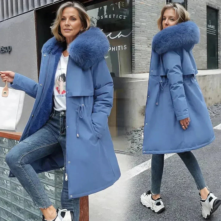 Lesly Parka Invernale Donna – Giacca Elegante con Collo in Eco Pelliccia e Fodera Calda