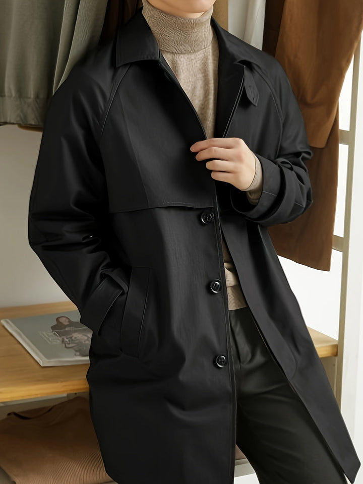 Henry Trench Coat Uomo Classico – Cappotto Elegante Lungo Regular Fit in Cotone Mix