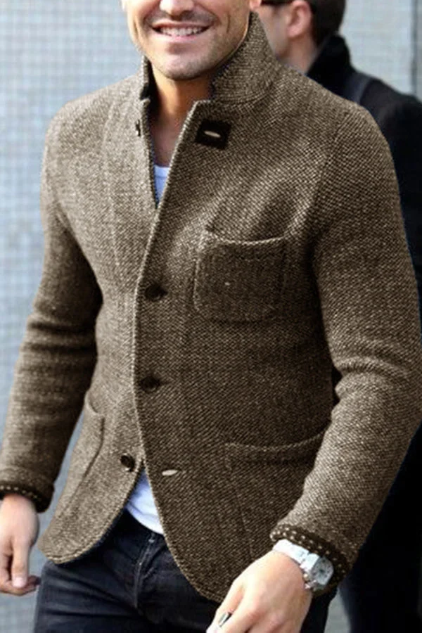 Dan Cardigan Herre i Strikk – Unikt Vintage Design, Komfort & Casual Stil