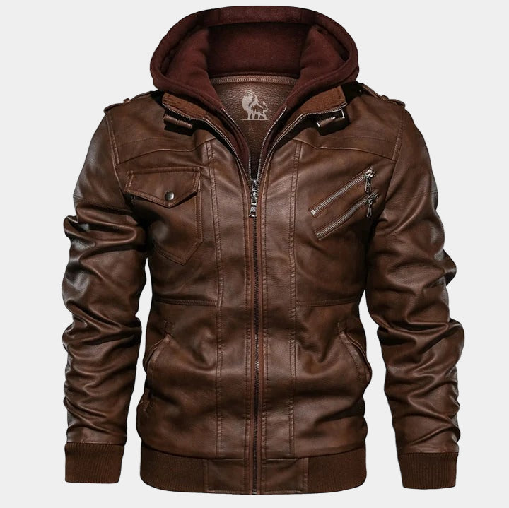 Ziv Giacca Uomo in Ecopelle con Cappuccio – Jacket Casual dal Look Deciso e Funzionale