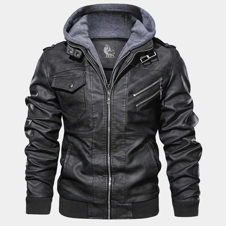 Ziv Giacca Uomo in Ecopelle con Cappuccio – Jacket Casual dal Look Deciso e Funzionale