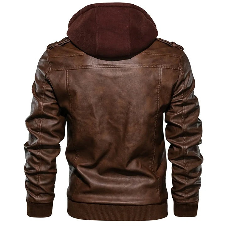 Ziv Giacca Uomo in Ecopelle con Cappuccio – Jacket Casual dal Look Deciso e Funzionale