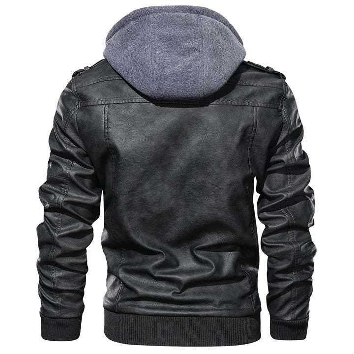 Ziv Giacca Uomo in Ecopelle con Cappuccio – Jacket Casual dal Look Deciso e Funzionale