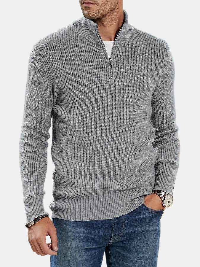 Zayvion Maglione Uomo a Coste con Mezza Zip – Pullover Confortevole dalla Texture Moderna