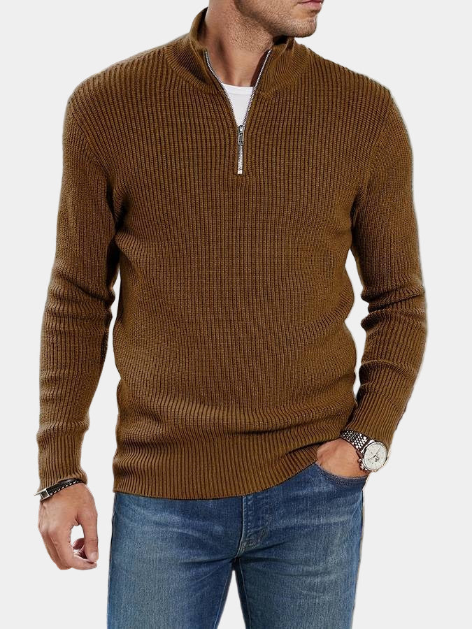 Zayvion Maglione Uomo a Coste con Mezza Zip – Pullover Confortevole dalla Texture Moderna