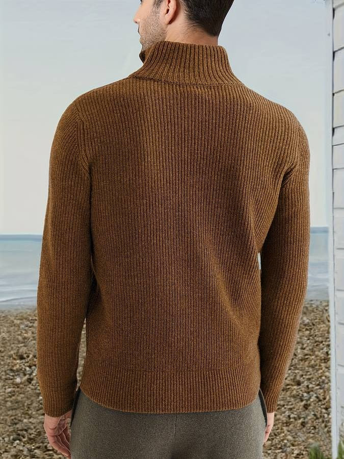 Zayvion Maglione Uomo a Coste con Mezza Zip – Pullover Confortevole dalla Texture Moderna