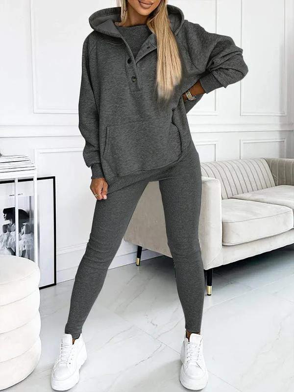 Miles Set Loungewear Donna – Tuta Due Pezzi in Cotone con Hoodie e Leggings Aderenti