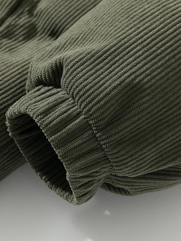 Men's Corduroy Zippered Down Jacket | Winter