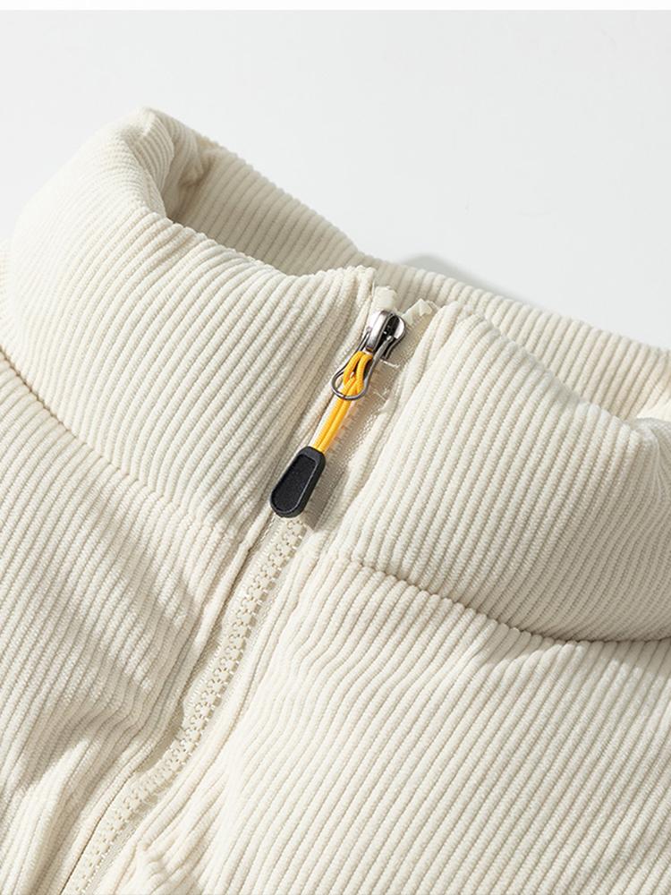 Men's Corduroy Zippered Down Jacket | Winter