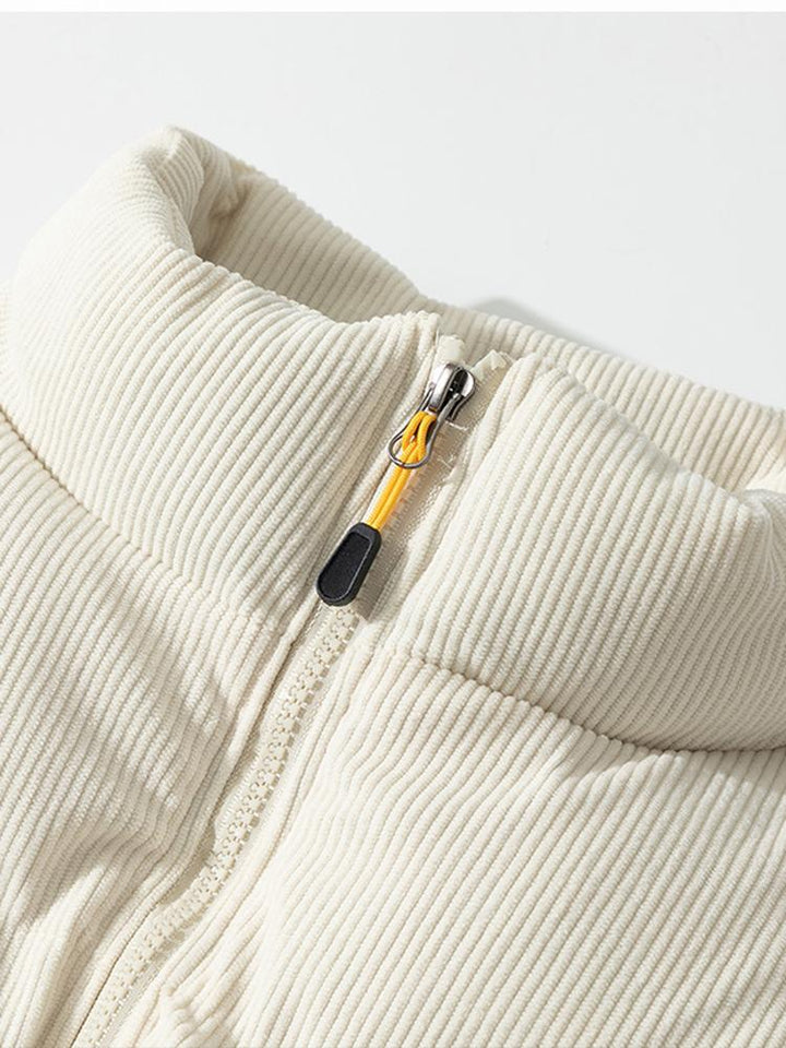 Men's Corduroy Zippered Down Jacket | Winter