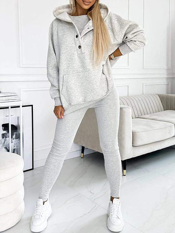 Miles Set Loungewear Donna – Tuta Due Pezzi in Cotone con Hoodie e Leggings Aderenti