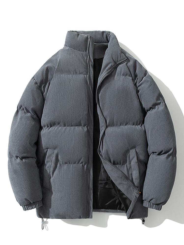 Men's Corduroy Zippered Down Jacket | Winter