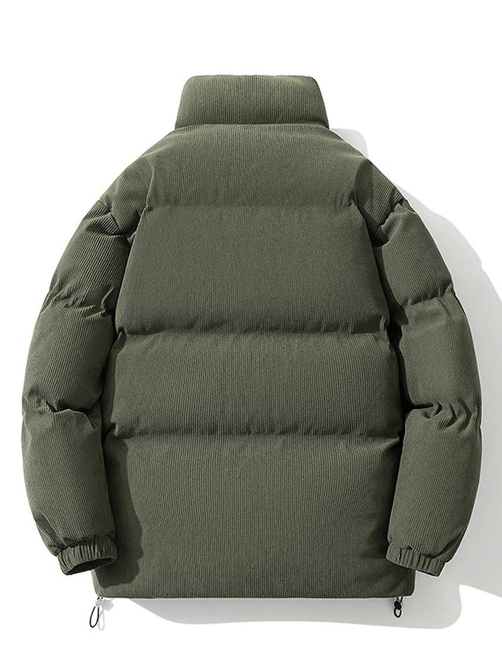 Men's Corduroy Zippered Down Jacket | Winter