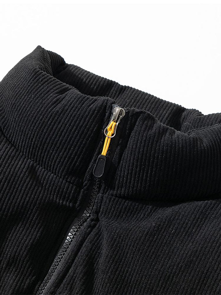 Men's Corduroy Zippered Down Jacket | Winter