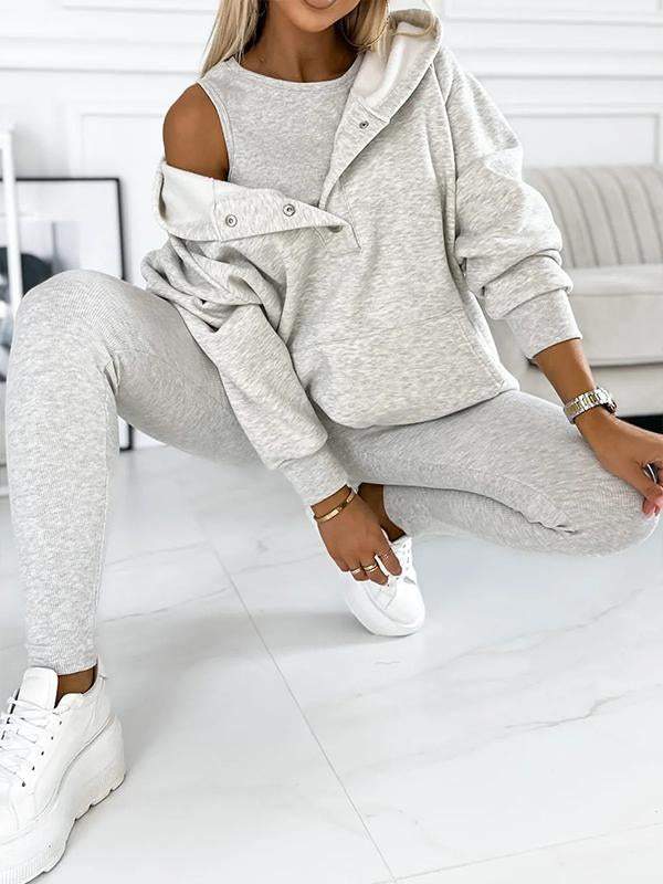 Miles Set Loungewear Donna – Tuta Due Pezzi in Cotone con Hoodie e Leggings Aderenti