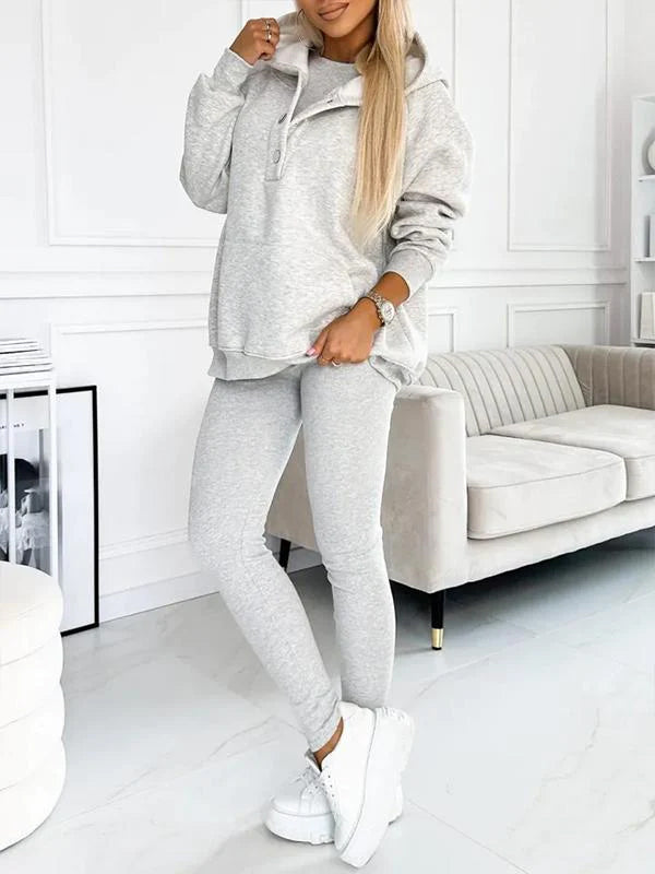 Miles Set Loungewear Donna – Tuta Due Pezzi in Cotone con Hoodie e Leggings Aderenti