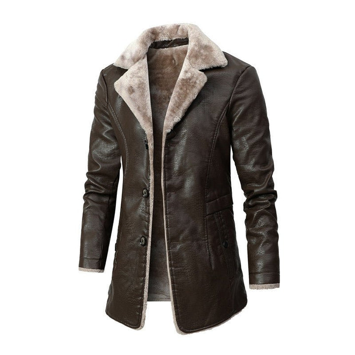 Jackson Cappotto Uomo in Ecopelle Lungo – Giacca Invernale Foderata con Collo Sherpa