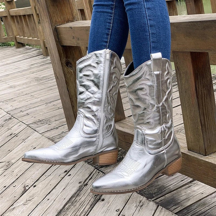 Stivali Da Cowboy Per Donna Con Cerniera | Tacco Largo