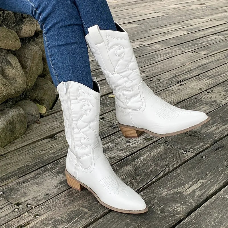 Stivali Da Cowboy Per Donna Con Cerniera | Tacco Largo