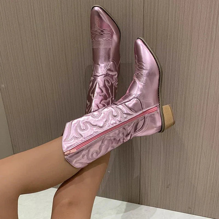 Stivali Da Cowboy Per Donna Con Cerniera | Tacco Largo