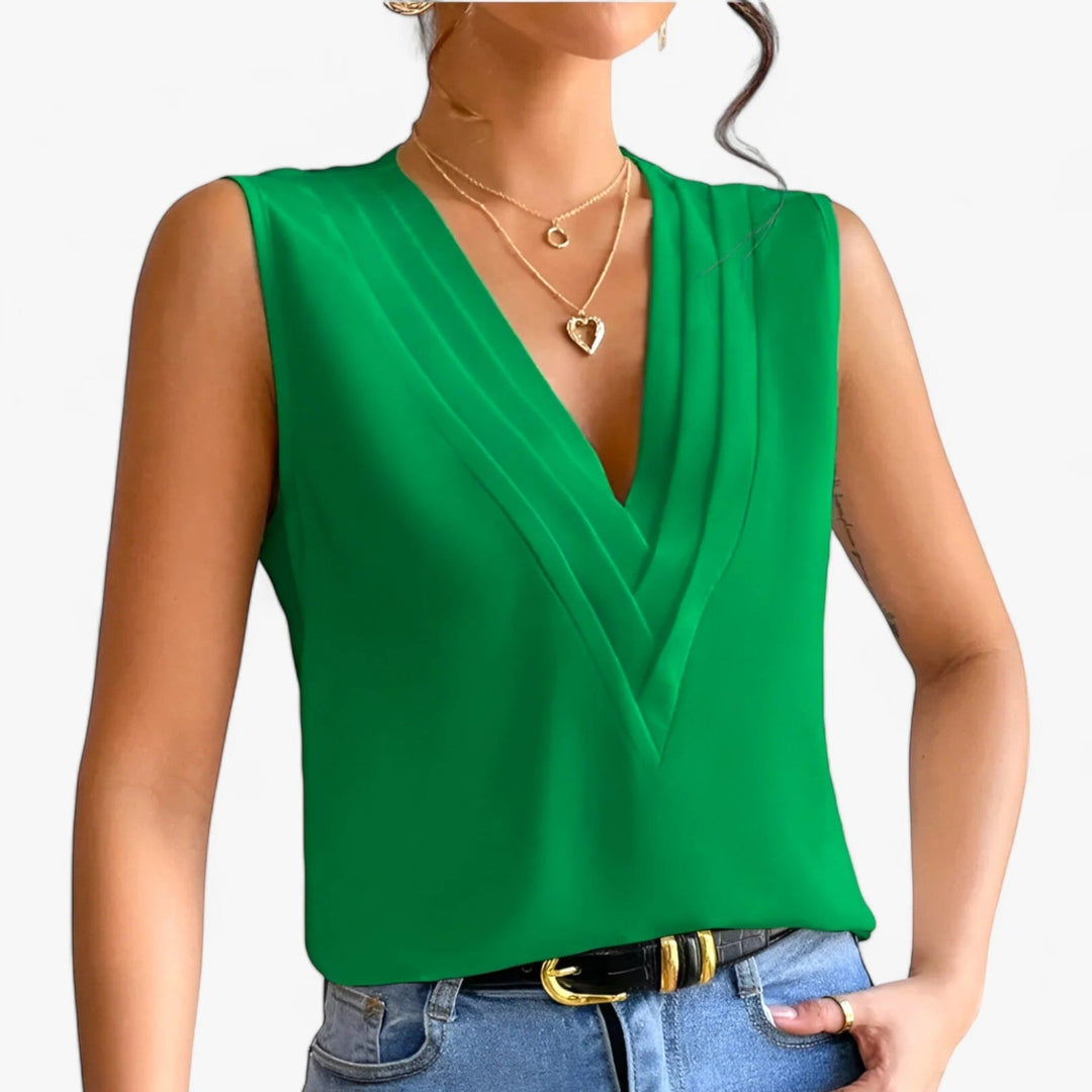 Camicetta Elegante Con Scollo A V Per Donna | Senza Maniche