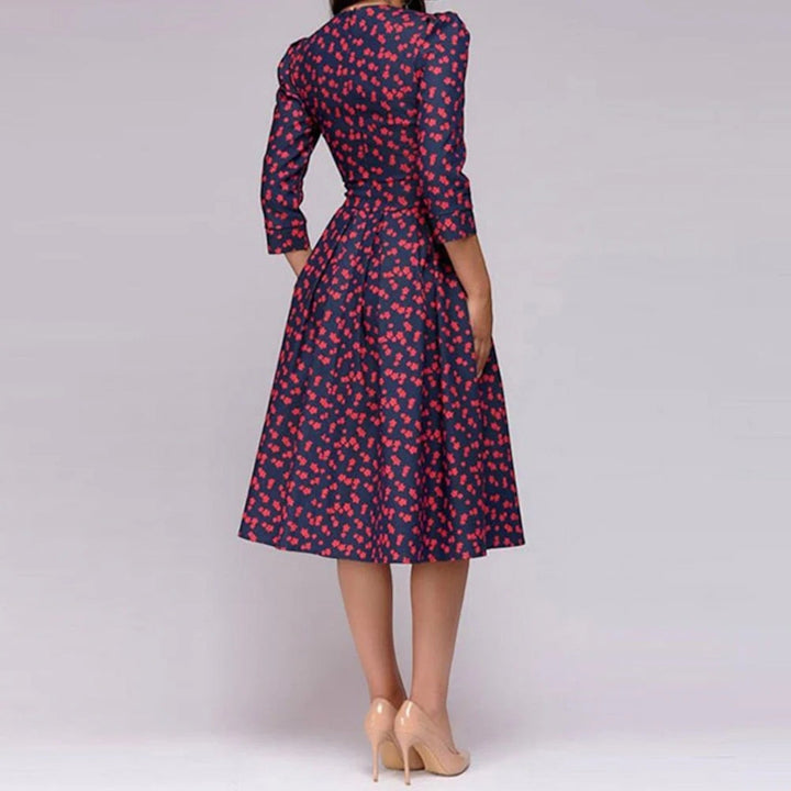 Abito Floreale Con Scollo Rotondo Per Donna | Midi