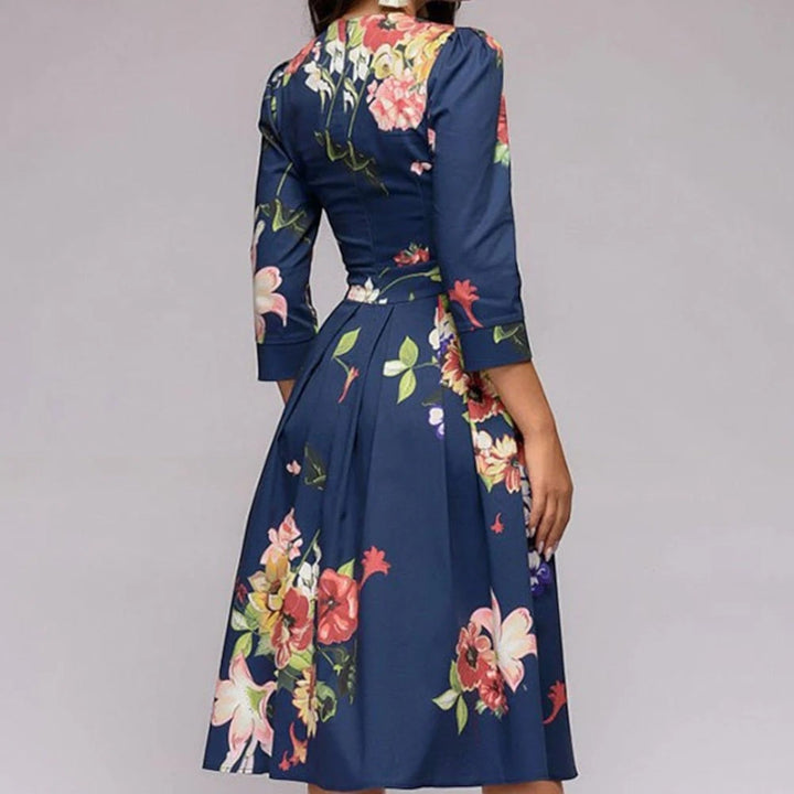 Abito Floreale Con Scollo Rotondo Per Donna | Midi