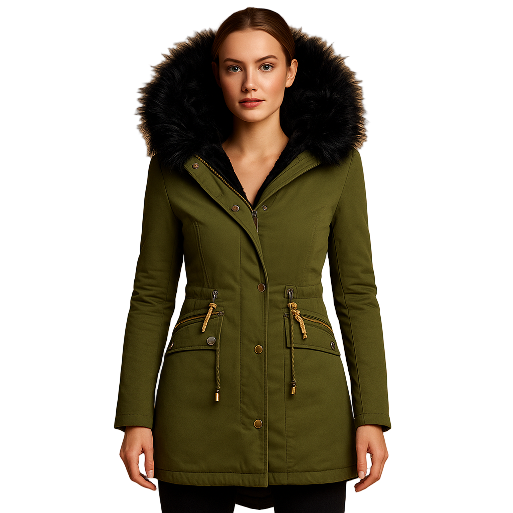Paula Giacca Invernale Donna – Cappotto Elegante con Collo in Eco Pelliccia e Vita Regolabile