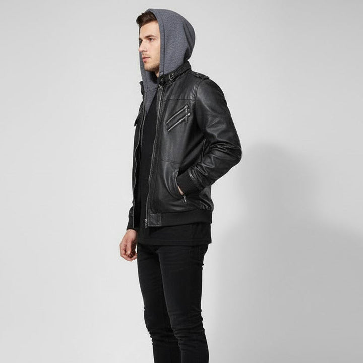 Ziv Giacca Uomo in Ecopelle con Cappuccio – Jacket Casual dal Look Deciso e Funzionale