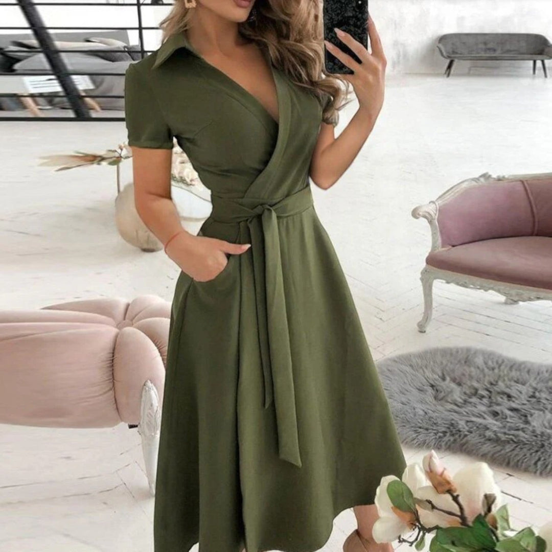 Abito A Spalle Scoperte Con Cintura Annodata Per Donna | Midi