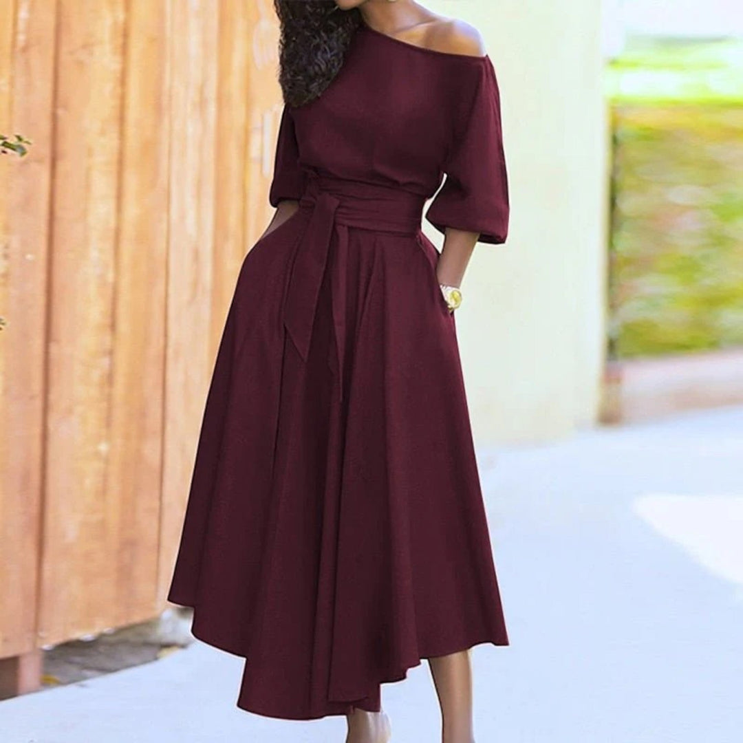 Abito A Spalle Scoperte Con Cintura Annodata Per Donna | Midi