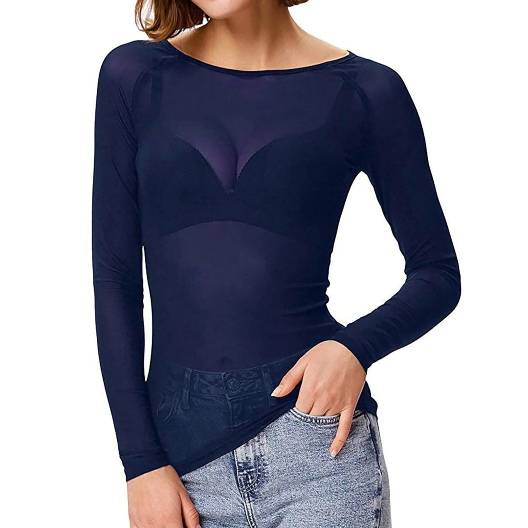 Top A Rete Trasparente Da Donna | Maniche Lunghe