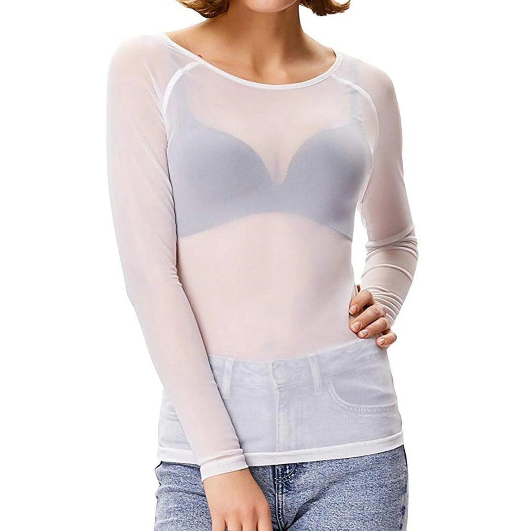 Top A Rete Trasparente Da Donna | Maniche Lunghe